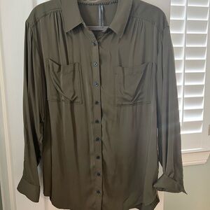 Anthropologie Olive Button-Down Shirt